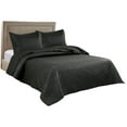 thumbnail image 5 of Legacy Decor 3 PCS Bedspread Quilt Coverlet Stitched Pinsonic Reversible All Season Oversized King / Cal-King Size Black Color, 5 of 7
