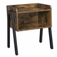thumbnail image 1 of Table d'Appoint Empilable en Bois avec Pieds en Fer Inversé et Compartiment de Rangement, Marron et Noir, 1 of 2