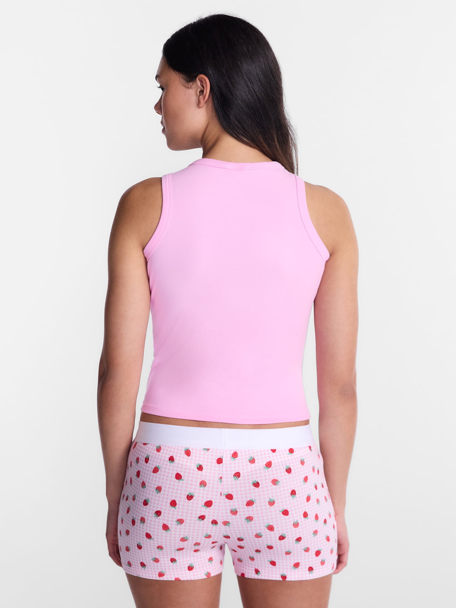 No Boundaries Sleepwear Ribbed Tank Top and Boxers Set from our Cloud Core Collection, 2 Piece, Women’s and Women’s Plus XXS-3X