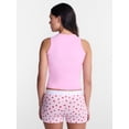thumbnail image 3 of No Boundaries Sleepwear Ribbed Tank Top and Boxers Set from our Cloud Core Collection, 2 Piece, Women’s and Women’s Plus XXS-3X, 3 of 5