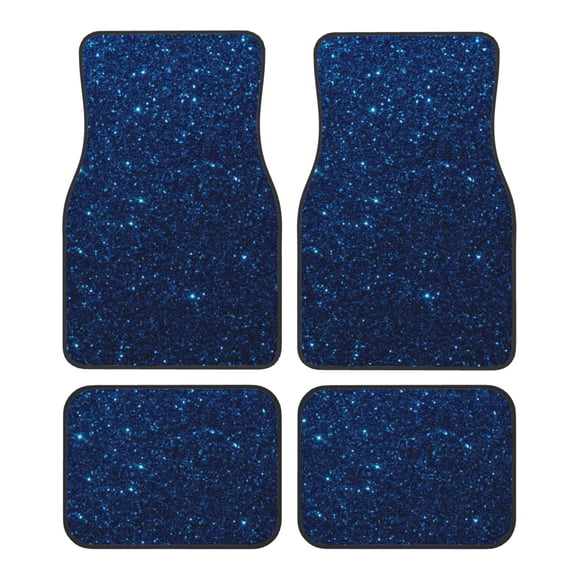 Naloa Sparkling Blue Glitter Car Foot Mat Set of 4 Pieces - Universal Floor Liner Neoprene Full Set Floor Mats for Cars Trucks SUV