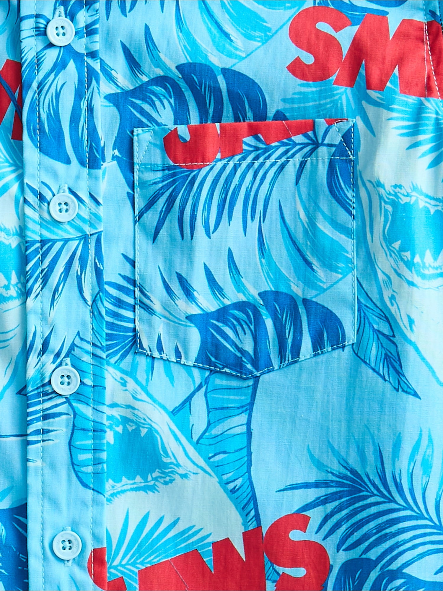 Jaws Boys Cotton Graphic Button Up Shirt with Short Sleeves, Sizes 4-18
