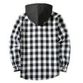thumbnail image 4 of BLVB Kids Little Boys Girls Long Sleeve Button down Hooded Plaid Shirt Fall Fashion Jacket Outwear Clothes, 4 of 7