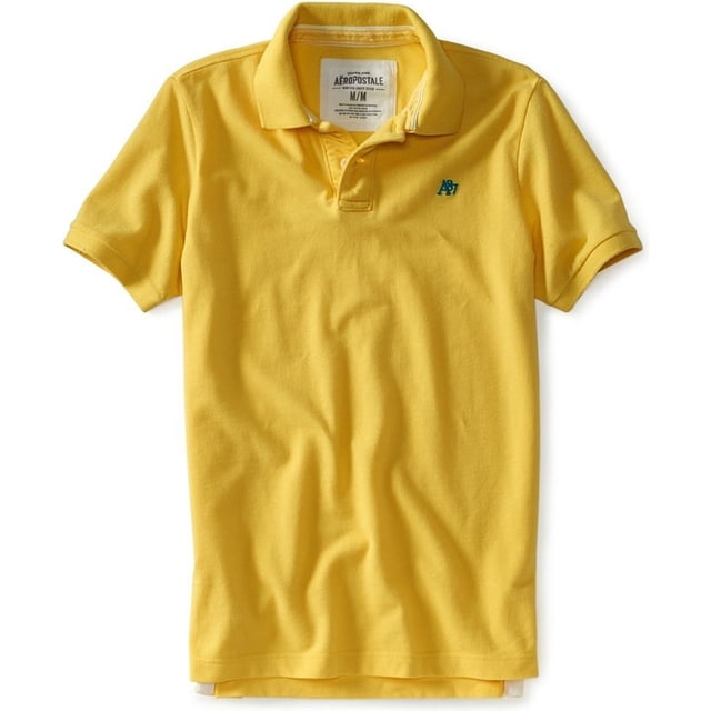 Aeropostale Solid A87 Uniform Logo Rugby Polo para Hombre, Amarillo, X-Large