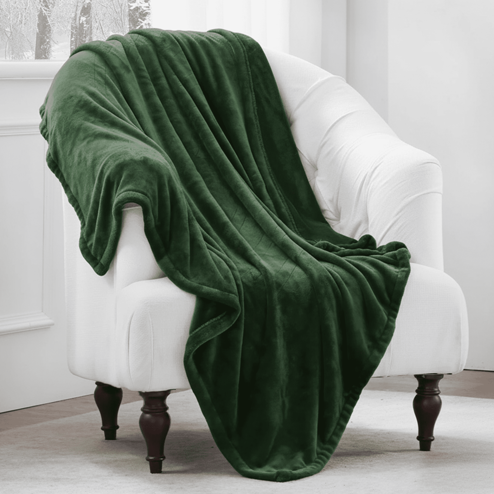 Rebelduck Flannel Sherpa Heated Blanket, 5 Heat Settings & 3H Auto Shut Off, Soft Electric Throw Blanket for Home Office, 50x60 Inches, Green