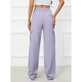 thumbnail image 7 of Chiclily Women Wide Leg Pants Loose High Waist Trousers Purple L Baggy Pants with Pockets Casual Comfy Relaxed Fit Streetwear Punk Pants for Women, 7 of 7