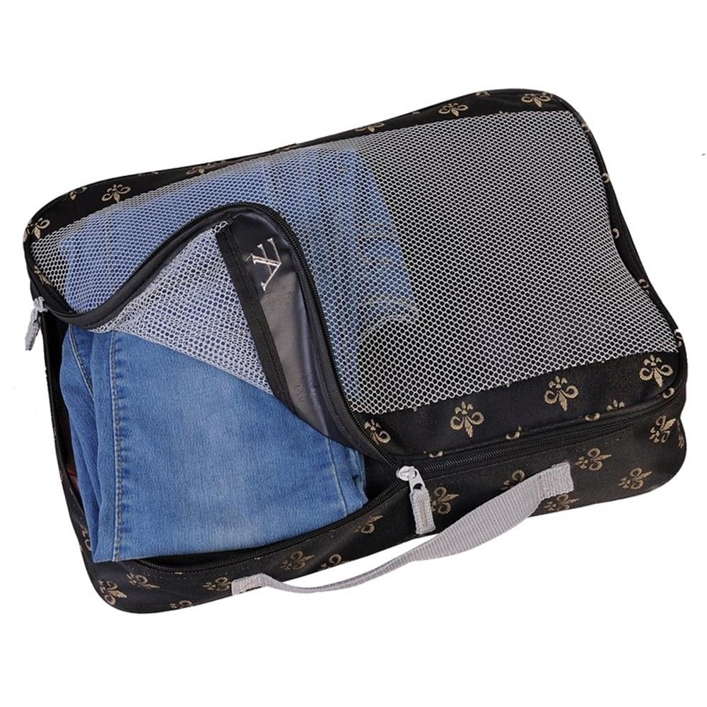 Pemberly Row Traditional Polyester 3 Piece Packing Cubes Set in Brown