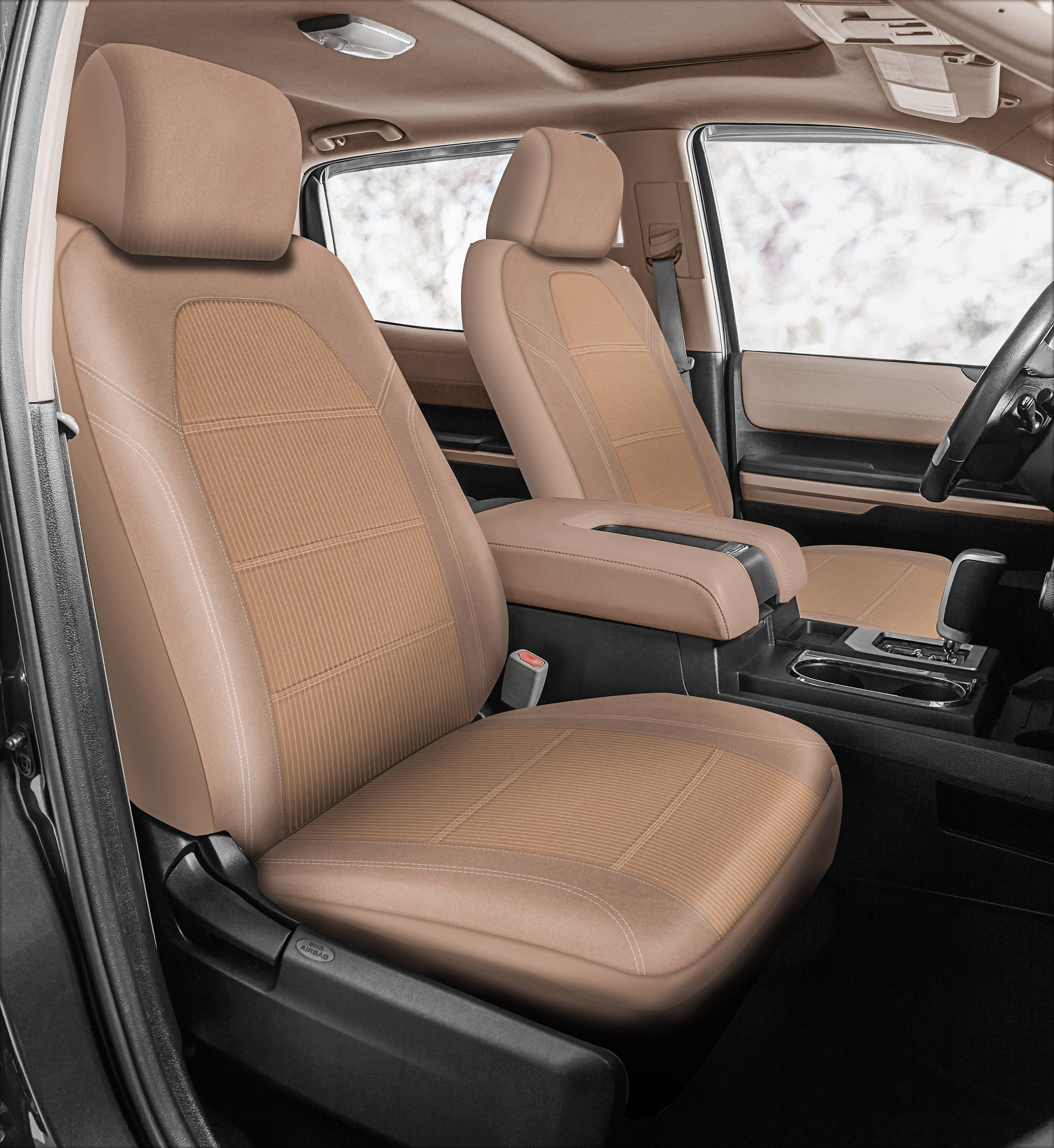 Auto Drive 2Piece Truck Seat Cover Polyester Santos Tan - Universal Fit, 2202SC305-1