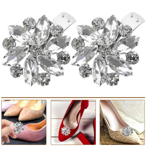 HONMEET Sparkly Shoe Rhinestone Shoe Clips 2Pcs