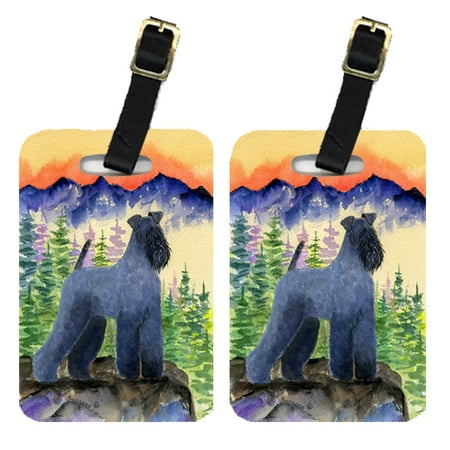 Pair of 2 Kerry Blue Terrier Luggage Tags