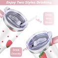 thumbnail image 5 of 40oz Cute Red Strawberry Stainless Steel Flip Straw Tumbler Spill Proof Travel Cup Double Wall Vacuum Insulated Coffee Mug with Top Handle, 5 of 6