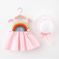 thumbnail image 5 of KYAIGUO 2PCS Baby Girls Rainbow Dresses with Matching Hat Infant Sleeveless Halter Princess Dress Beach Tutu Sundress Skirt for 6M-3T, 5 of 10