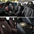 thumbnail image 4 of Binienty Boho Sun and Moon Car Seat Cover Set with Steering Wheel Cover Stretchy Car Seat Covers Front and Rear Auto Interior Accessories Seatbelt Cover Armrest Pads Cup Holder Coasters 14 Pieces, 4 of 8