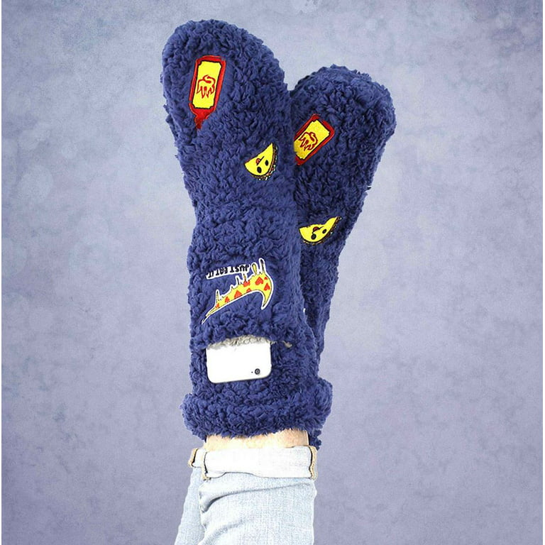 MinxNY Women's Fluffy Cell Phone Pocket Slipper Socks