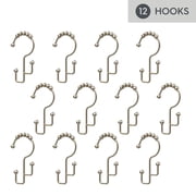 Better Homes & Gardens Satin Nickel Easy Glide Double Shower Hooks, Rustproof, 12 Count