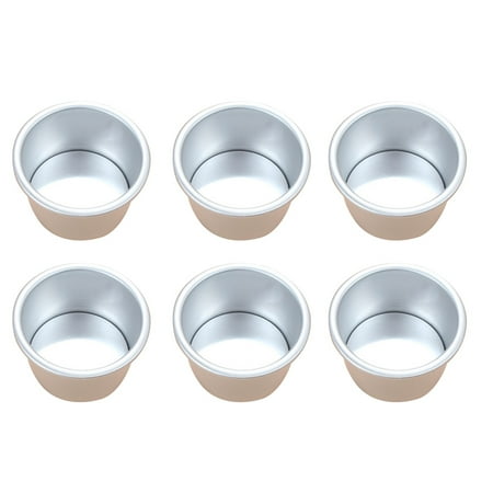 

6Pcs 2Inch Round Mini Cake Pan Removable Bottom Puddings Baking Mold