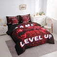 thumbnail image 3 of Feelyou Neon Glowing Gamepad Bedding Comforter Set 7pcs for Teens, Cartoon Game Controller King Bedding Sets, Abstract Honeycomb Reversible Bed Sheets, Microfiber Bedroom Decor, 3 of 8