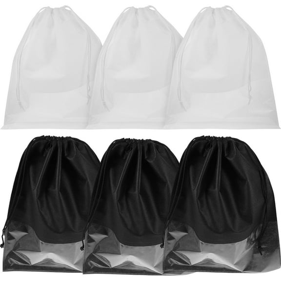 WORGEOUS 6 pcs Drawstring Bags Shoe Bags Travel Shoe Storage Bags Shoes Organizer Bags with Clear Windows