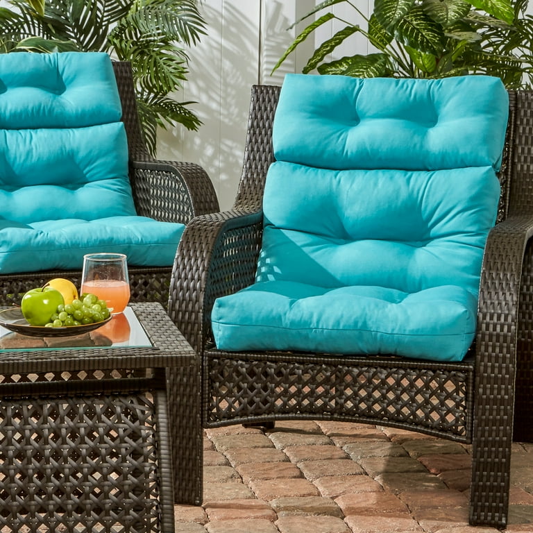 Teal 44 x 22 in. Outdoor High Back Chair Cushion (set of 2 Teal 44 x 22 in. Outdoor High Back Chair Cushion (set of 2
