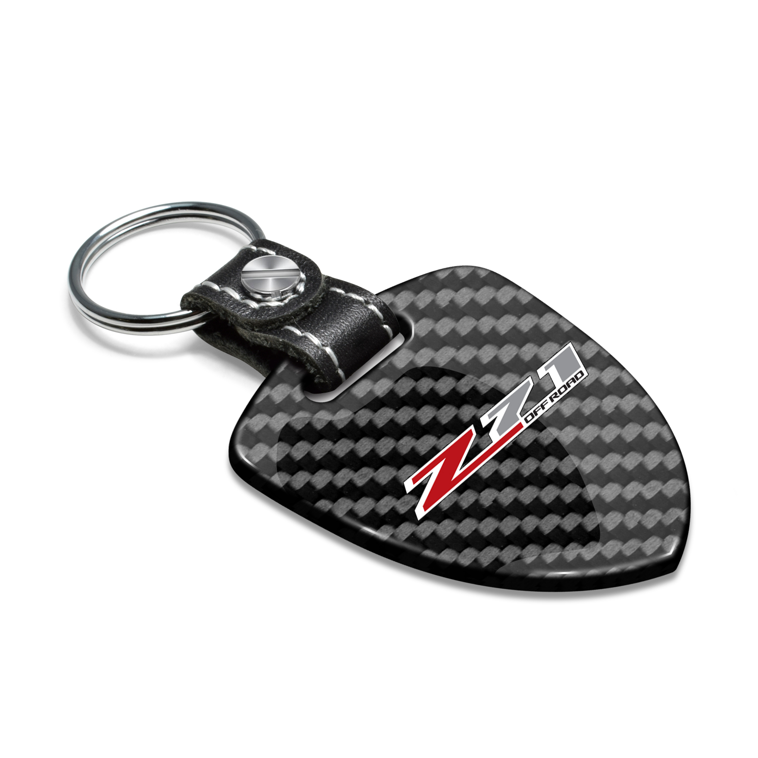 iPick Image for Chevrolet Z71 Real Black Carbon Fiber Large Shield-Style Key Chain, Official Licensed