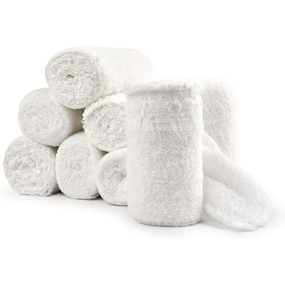 Woeilo 8 Pack Sterile Gauze Stretch Bandage Roll, 4.5 Inch x 4.1 Yards 6 Ply Approved, Gauze Bandage Rolls Used for Wound Care, Easy to Use Cotton Ply Rolled Hand Wrap Dressing Ankles & Knees 8 Count