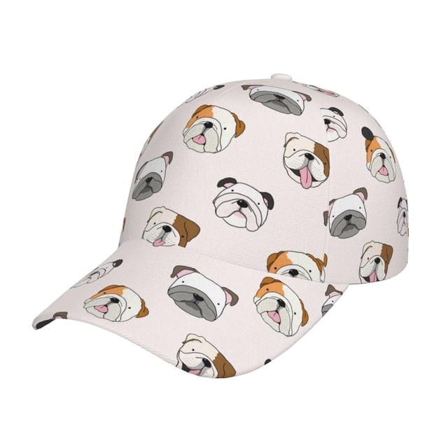Balery Bulldog Face Gorra de béisbol de tamaño ajustable para correr, entrenar y actividades al aire libre. Gorra de papá para todas las estaciones.
