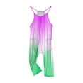 thumbnail image 5 of JTSRKL Jumpsuits for Kids Teen Girls Cute Summer Tie Dye Gradient Print Sleeveless Spaghetti Strappy Rompers Loose Fit Casual Long Romper Overalls with Pockets Purple 5-6 Years, 5 of 9