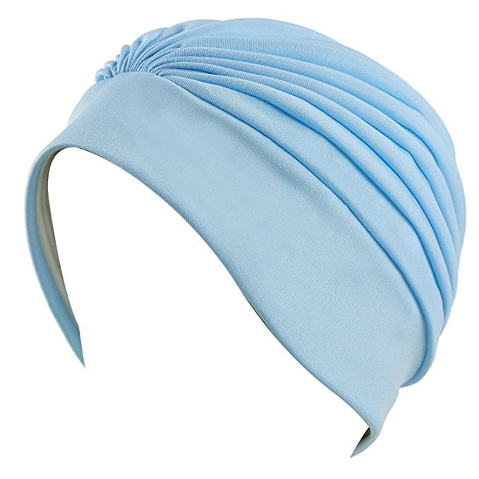 Great For Swimming,Polyester Latex Lined Pleated Women's Swim Bathing Turban 
