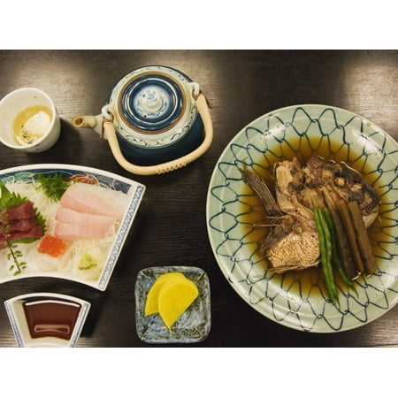Traditional Japanese Meal of Sushi and Fish Head, Tokyo, Honshu Island, Japan Print Wall Art By Kober