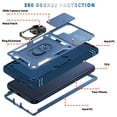 thumbnail image 2 of Design for Samsung Galaxy S25 Ultra Heavy Duty Phone Case with Camera Lens Sliding Cover Ring Holder Kickstand - Shockproof Armor Military Grade Bumper Protective Case for Women Men, Navyblue, 2 of 11