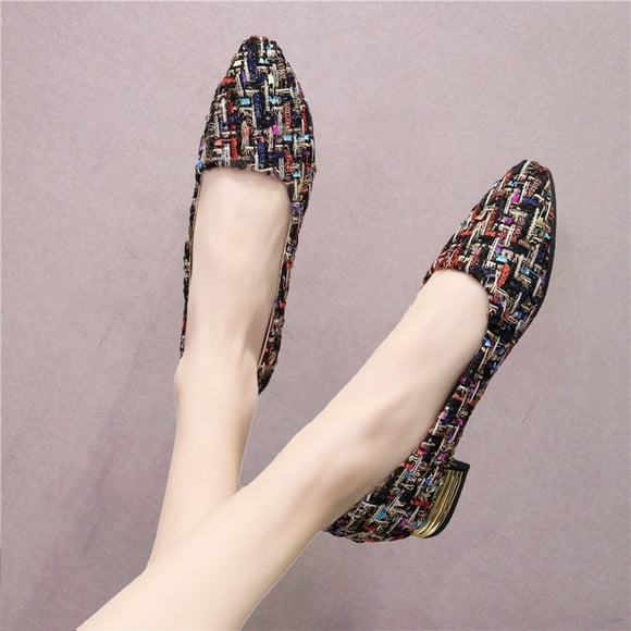 Pisexur Flat Shoes Women's Single Shoes Spring And Summer New Work Flat Women's Shoes Large Size Flat Pointed Toe Shallow Mouth Women's Casual Soybean Shoes Female