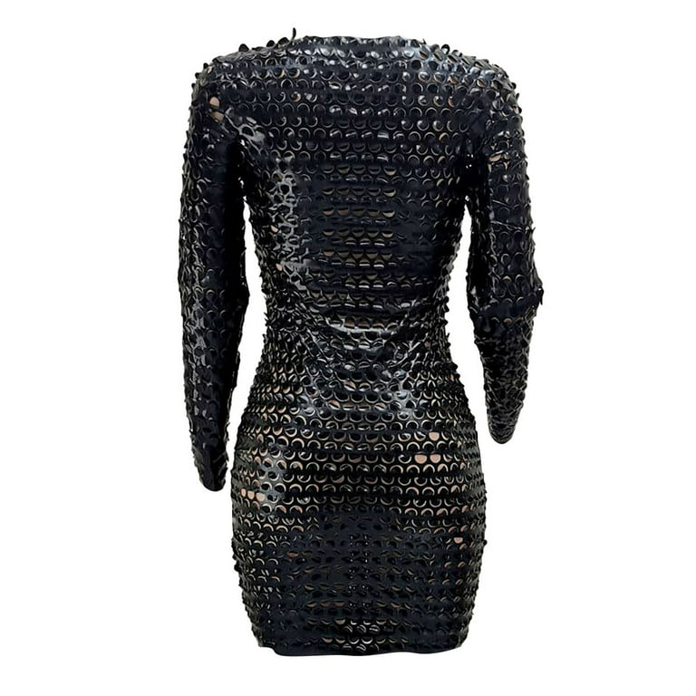 Round Collar Lattice Long Sleeve Package Hip Bodycon Dress Round Collar Lattice Long Sleeve Package Hip Bodycon Dress