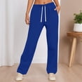 thumbnail image 2 of HXWCHs Women's High Waisted Wide Leg Casual Trousers Solid Color Loose Fit Comfortable Daily Wear Pants with Pockets for All Seasons XXL Blue, 2 of 6
