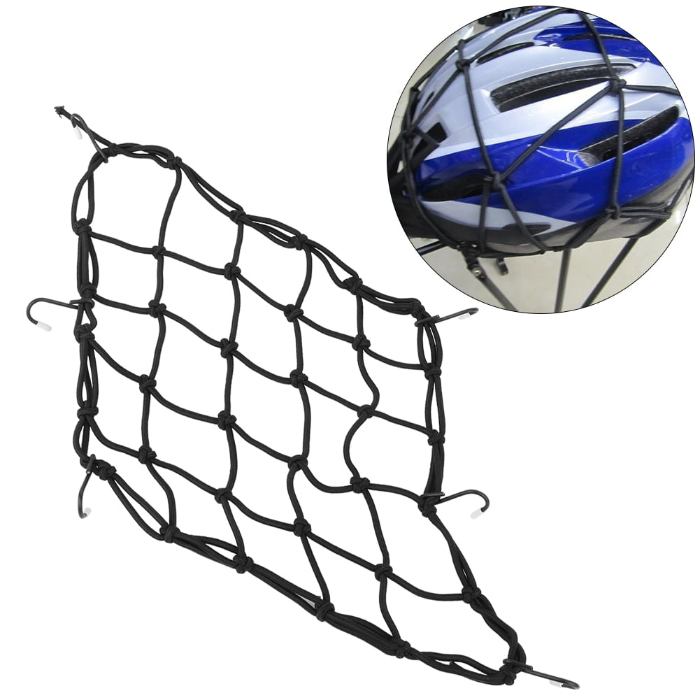 HGY Motorcycle Bike Bicycle Luggage Helmet Cargo Net Storage Bag Mesh Web with 6 Hooks