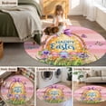 thumbnail image 5 of Round Rugs 3 Ft, Pink Happy Easter Non Slip Area Rugs for Kitchen Bedroom Entryway, Spring Easter Eggs Floral Wooden Washable Carpet Runner Rug Floor Mats for Bedroom Home Decor, 5 of 8