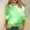 Shirts-374Green, variant on Cute Tops for Women Gradient Blue Green Graphic Tees 3/4 Sleeve Casual Shirts Dreamy Soft Focus Floating Clover Pattern Tees