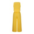 thumbnail image 5 of Summer Outfits for Women Plus Size 2 Piece Skirt Sets for Women Clothing Set Female Round Neck Sleeveless Tops Pants Sets Trousers Pant Style S_856 Women's Tracksuits Yellow XL, 5 of 6