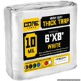 thumbnail image 1 of Core Tarps Lona resistente de 10 mil, impermeable, resistente a los rayos UV, lona de poliéster a prueba de desgarros y desgarros con bordes reforzados para techo, camping, patio, piscina, barco (blan, 1 of 5