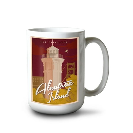 

15 fl oz Ceramic Mug San Francisco California Alcatraz Island Vintage Landmark Stamp Dishwasher & Microwave Safe