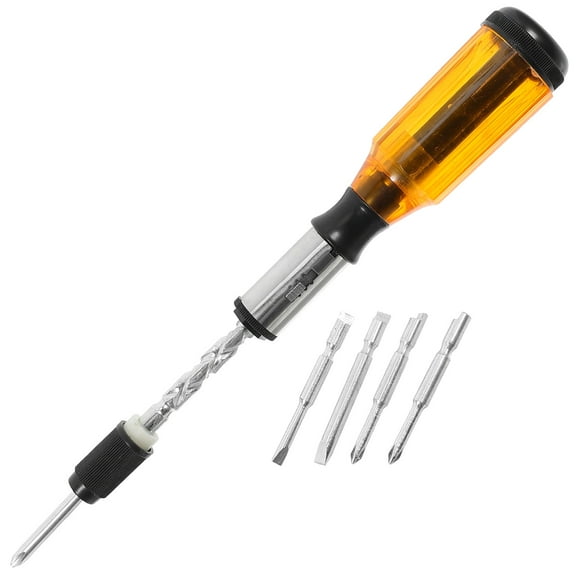 Milisten Ratchet Screwdriver Repair Tool Yellow Carbon Steel 1Set 8.7X1.3X1.3In