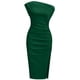 thumbnail image 1 of Vestido OWIN Sexy Date Night con hombros descubiertos, fruncido, verde oscuro, S, 1 of 6