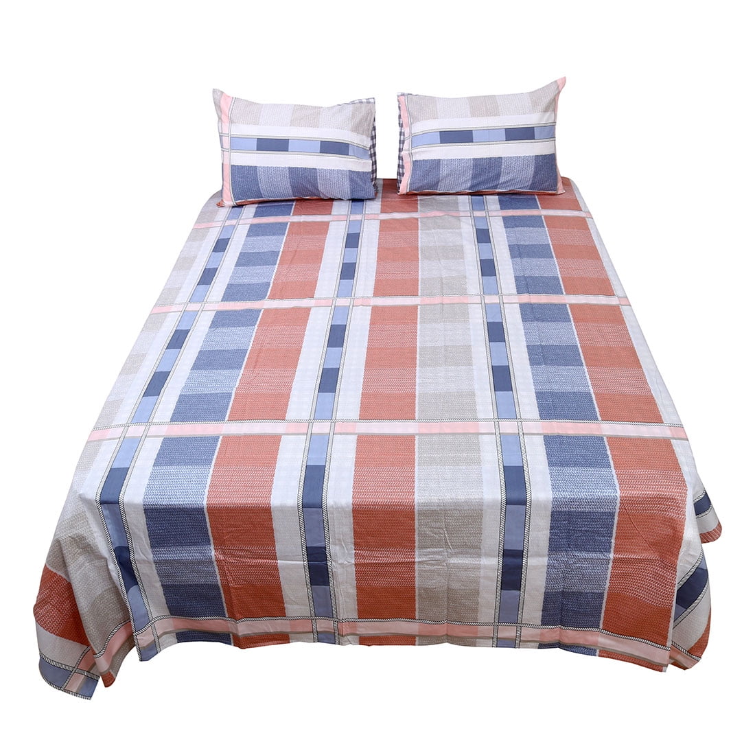 Checkered 100 Cotton Bed Sheet Sets,Deep Pocket Fitted Sheet 4pcs