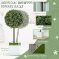 thumbnail image 3 of HOMCOM Lifelike Artificial Plants Set of 2, 1.5FT Fake Boxwood Topiary Balls with 114 PE Leaves, Potted Faux Trees for Home Office Decor, Green, 3 of 9