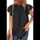 thumbnail image 3 of Blusas Casuales de Corta con Cuello Redondo, Encaje, Crochet y Pompones para Mujer, Color Negro, Talla M, 3 of 7
