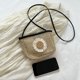 thumbnail image 2 of Bolso de mujer Bolso bandolera de flores simple Bolso de paja tejido de playa (Negro), 2 of 8