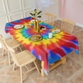 thumbnail image 3 of Colorful Rainbow Tie Dye Spiral Pattern Rectangle Tablecloth 60"x102",Waterproof Polyester Rectangle Table Cloth, Wipeable Spillproof Polyester Tablecloth for Dining, Camping, Indoor and Outdoor, 3 of 6