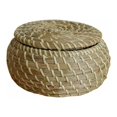 thumbnail image 1 of Woven Seagrass Storage Baskets with Lids - Handmade Decorative Storage Baskets for Shelves - Set of 3, 1 of 8