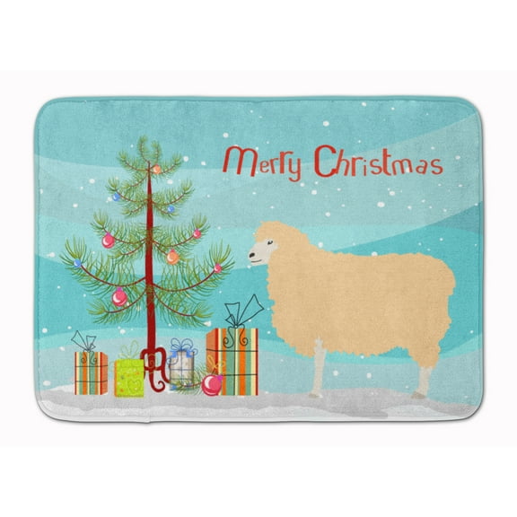 Carolines Treasures BB9341RUG English Leicester Longwool Sheep Christmas Machine Washable Memory Foam Mat Teal 19 X 27"