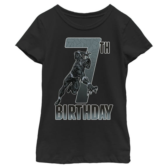 Girl's Marvel Black Panther Action Pose 7th Birthday  Graphic Tee Black Large
