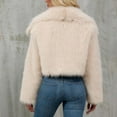 thumbnail image 6 of MELDVDIB Womens Fuzzy Fleece Coat Open Front Cropped Solid Color Fall Winter Jacket Warm Fashion Casual Long Sleeve Outerwear Tops, 6 of 9
